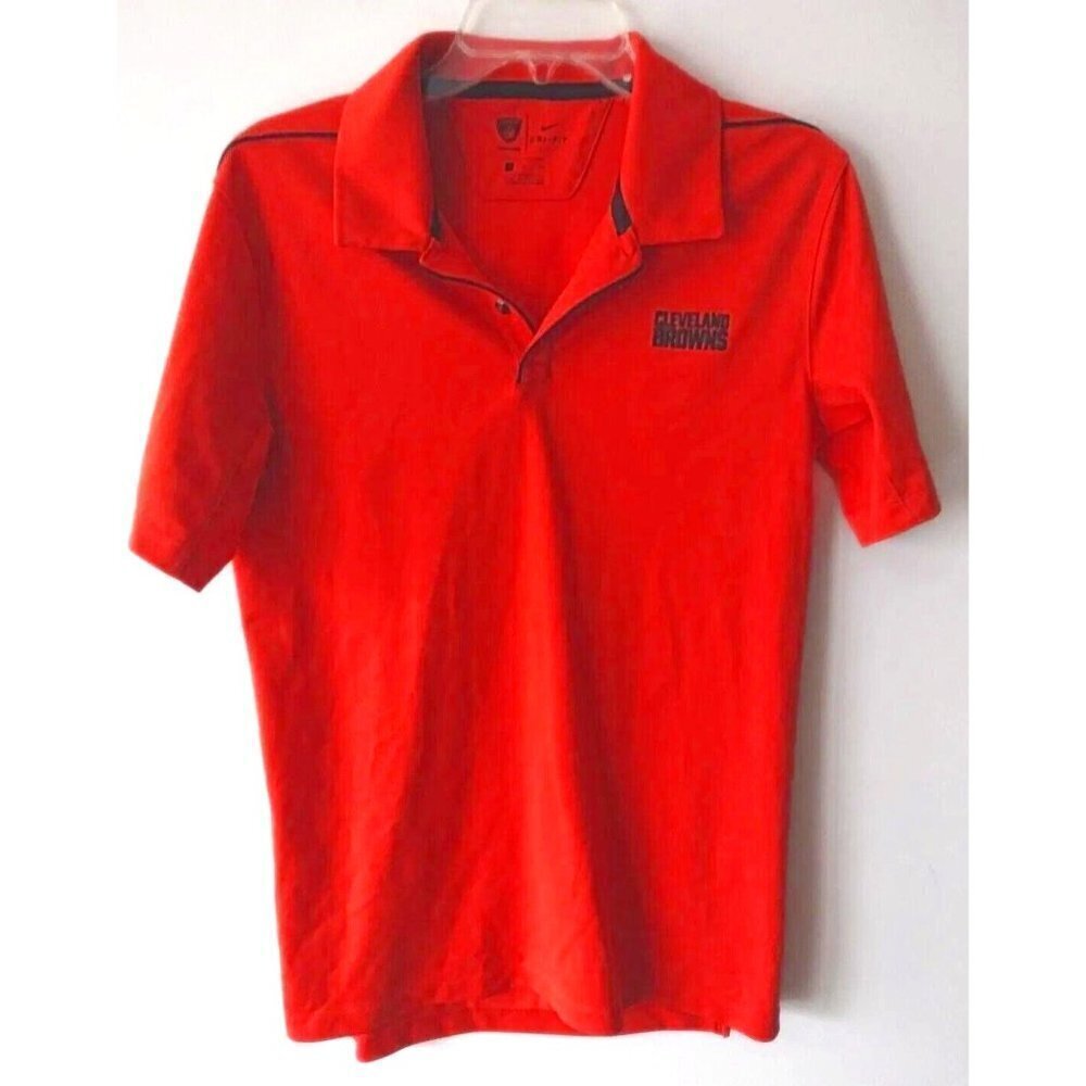 Cleveland Browns Nike Dri-Fit Polo Shirt Mens Size Small S NFL Orange On Field